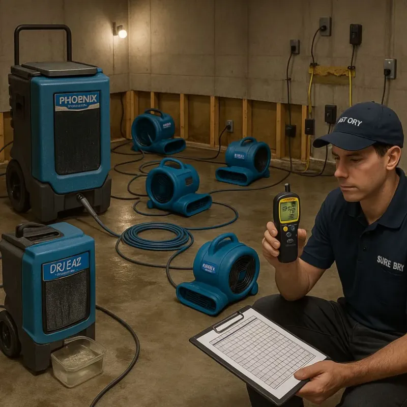 Structural Drying and Dehumidification process in Escondido, CA
